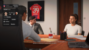 Das Bild zeigt eine Verhandlungssituation im EA FC 25 Karrieremodus.