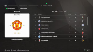 Bild zeigt im EA FC 25 Karrieremodus die Live Start Points mit Manchester United