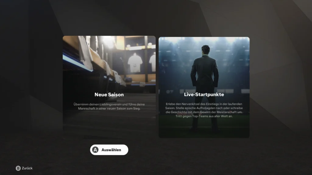 Das Bild zeigt die Live Start Üpints im EA FC 25 Karrieremodus