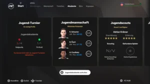 Das Bild zeigt im EA FC 25 Karrieremodus die Jugendakademie.