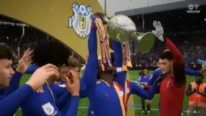 Das Bild zeigt die Meisterfeier des Royal FC London im EA FC 25 Karrieremodus.