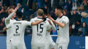 Das Bild zeigt den Sieg von Borussia Dortmund gegen Kiel im EA FC 25 Karrieremodus