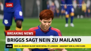 Das Bild zeigt eine Schlagzeile zum Jungstar Freddie Briggs, der im EA FC 25 Karrieremodus bei Royal RC Lonbdon bleibt.