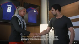 Das Bild zeigt die Verhandlung mit Mikael Arteta vom FC Arsenal im EA FC 25 Karrieremodus