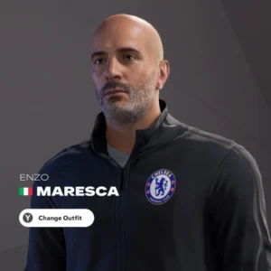 Das Bild zeigt Enzo Maresca als neuen Trainer vom FC Chelsea im EA FC 25 Karrieremodus