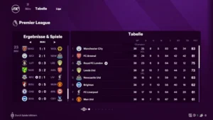 Das Bild zeigt die Tabelle der Premier League nach der dritten Saison im EA FC 25 Karrieremodus