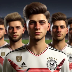 Das Bild zeigt deutsche Mittelfeldtalente im EA FC 25 Karrieremodus.