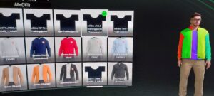 Das Bild zeigt bunte Sakkos im EA FC 25 Karrieremodus