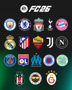 Das Bild zeigt die möglichen Partner von EA für den EA FC 26 Karrieremodus