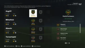 Das Bild zeigt die Assistanztrainer im EA FC 25 Karrieremodus
