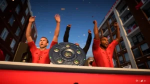 Das Bild zeigt den deutschen Meister im EA FC 25 Karrieremodus in der Bundesliga-Simiulation